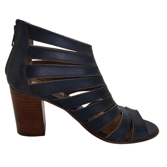 Steve Madden Strappy Sandals Blue Leather Cage Bootie Heels Vendetaa Womens 7.5B - Picture 10 of 10